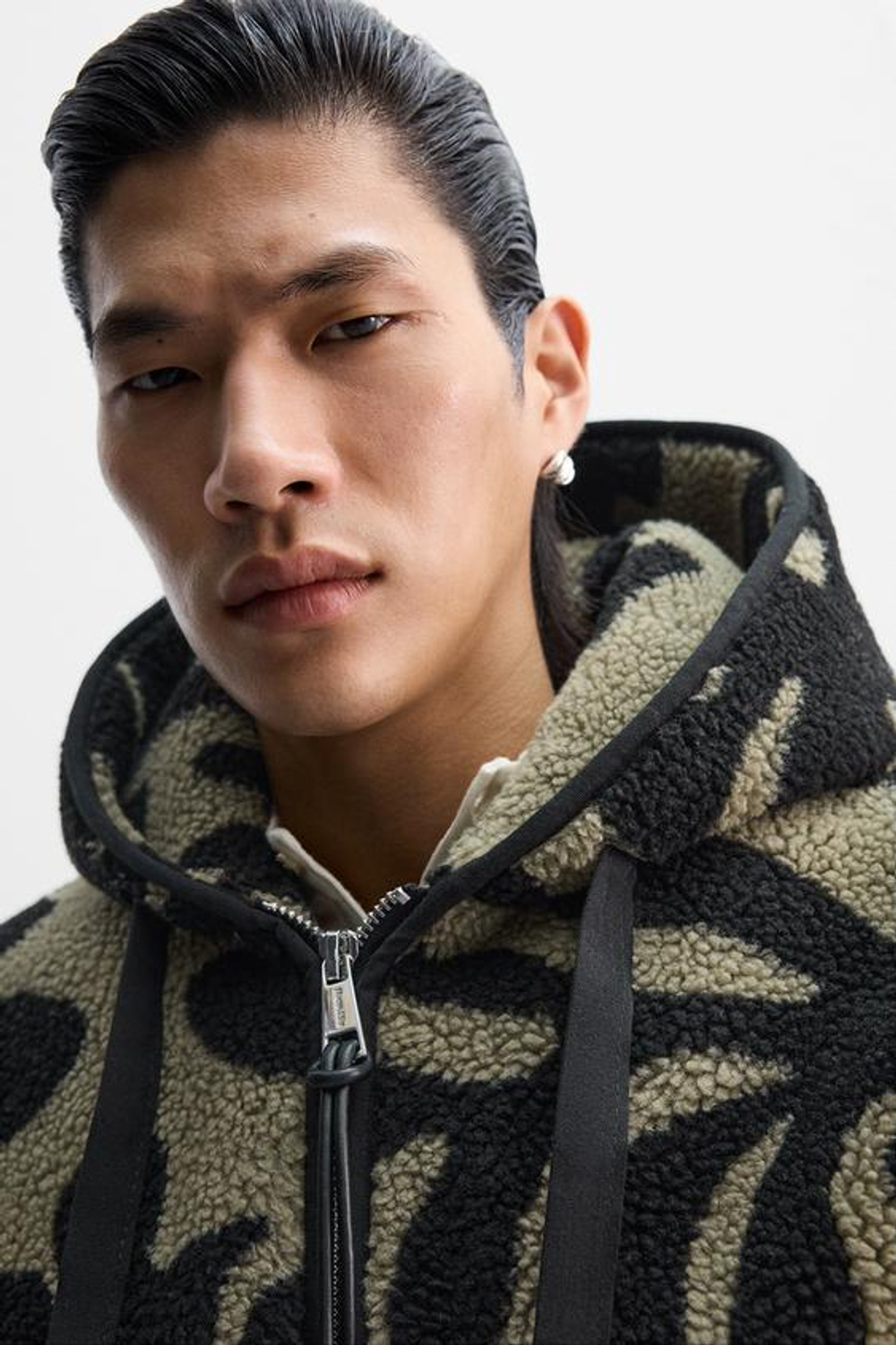 ZARA X NANUSHKA ЖАККАРДОВАЯ КУРТКА ИЗ ИСКУССТВЕННОЙ ШЕРСТИ, ЗЕЛЕНЫЙ