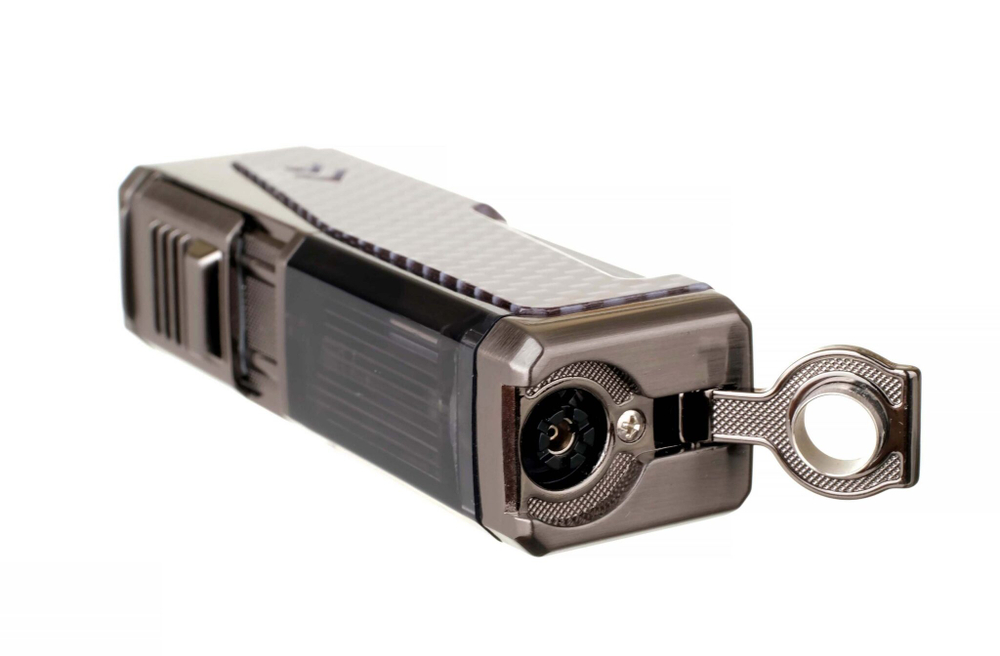 Зажигалка сигарная Honest, четверное пламя, с пробойником и сигарным ложементом, карбон 778-Carbon