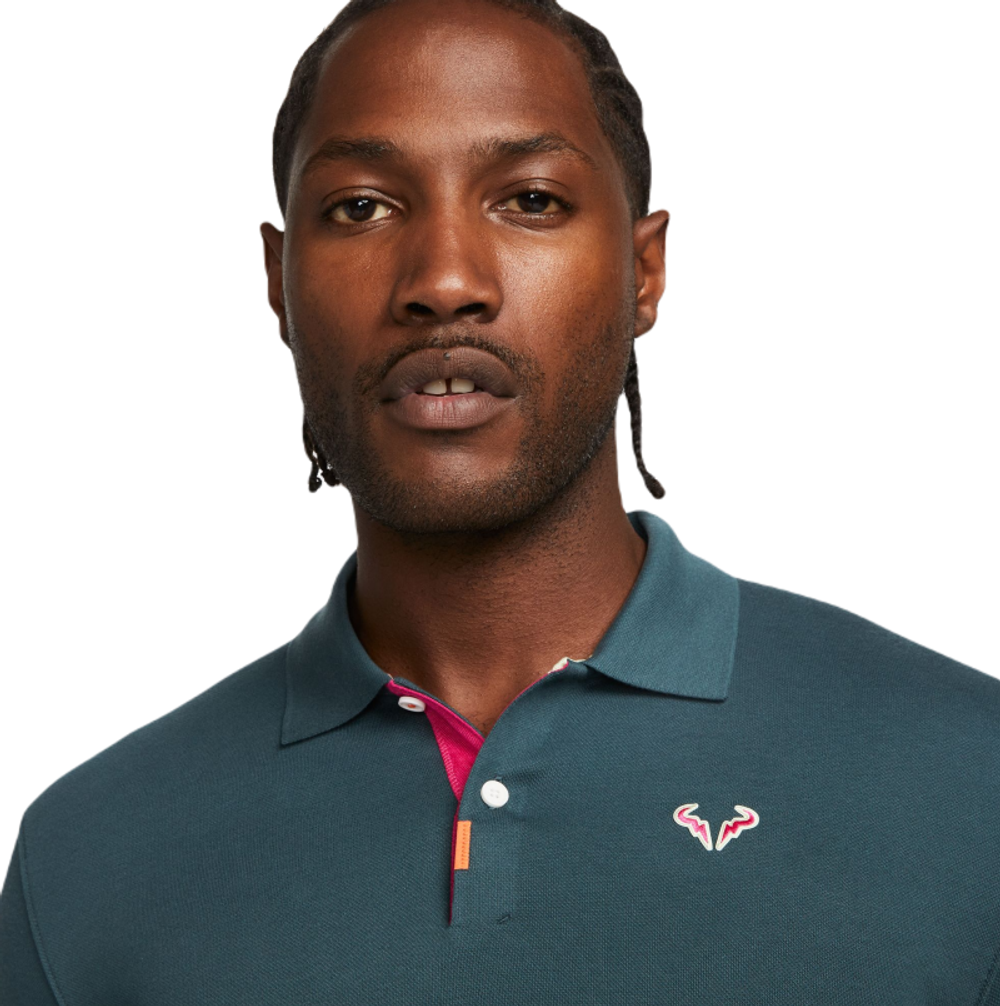 Мужское теннисное поло Nike Rafa Slim Polo - deep jungle/fireberry/fireberry