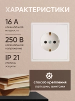 Розетка внутренняя одинарная с заземлением белая комплект