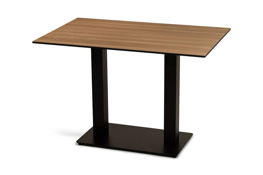 "Каффе" стол из HPL 110х70см, цвет "дуб", подстолье стальное двойное