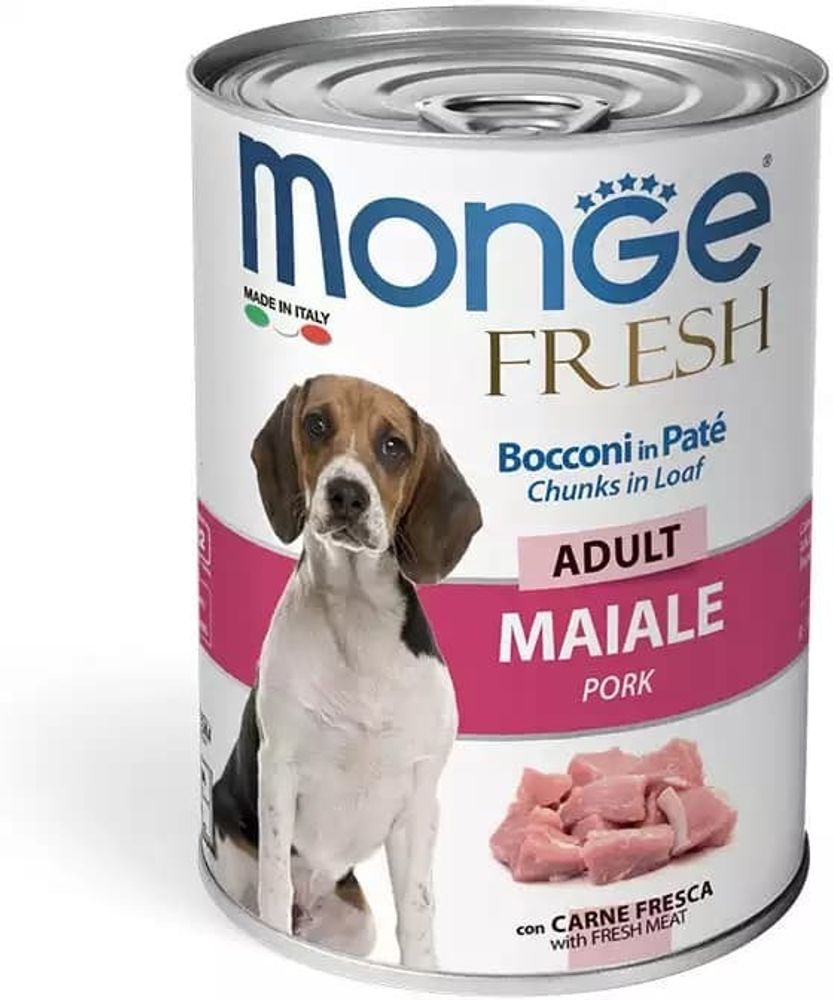 Monge Dog 400г Fresh Chunks in Loaf консервы для собак мясной рулет свинина