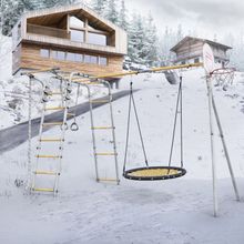 Детский спортивный комплекс для дачи ROMANA Акробат - 2 (желтый/серый) (с пластиковыми качелями)