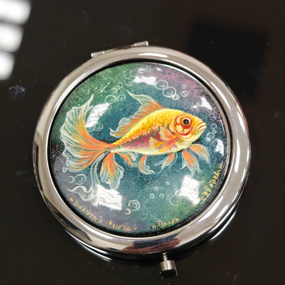 Двустороннее зеркало "Золотая рыбка" с ручной росписью