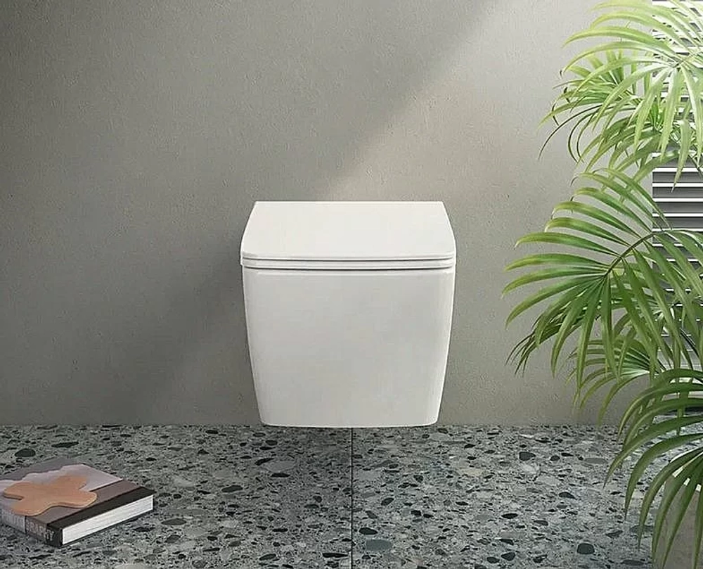 Унитаз Vitra METROPOLE 9820B003-7201 безободковый, с инсталляцией, с крышкой микролифт, кнопка хром матовый