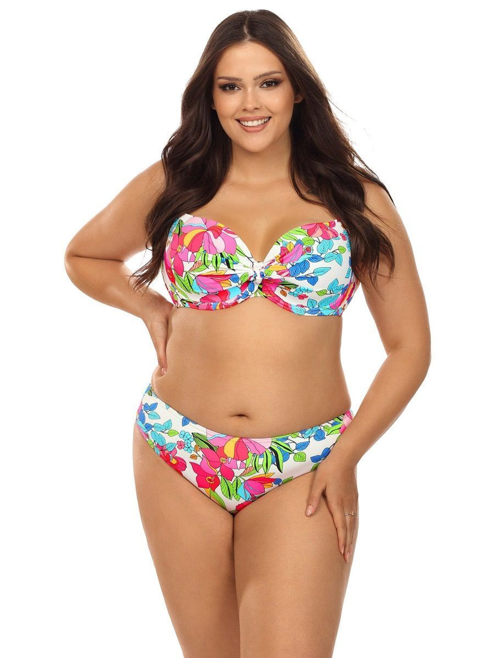 Раздельный купальник plus size с ярким цветочным рисунком (Размер: 80H/40) (Цвет: разноцветный)