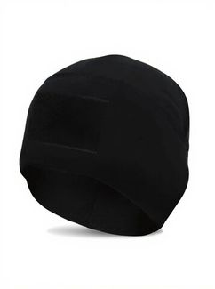 Тактическая военная флисовая шапка с липучкой Черный