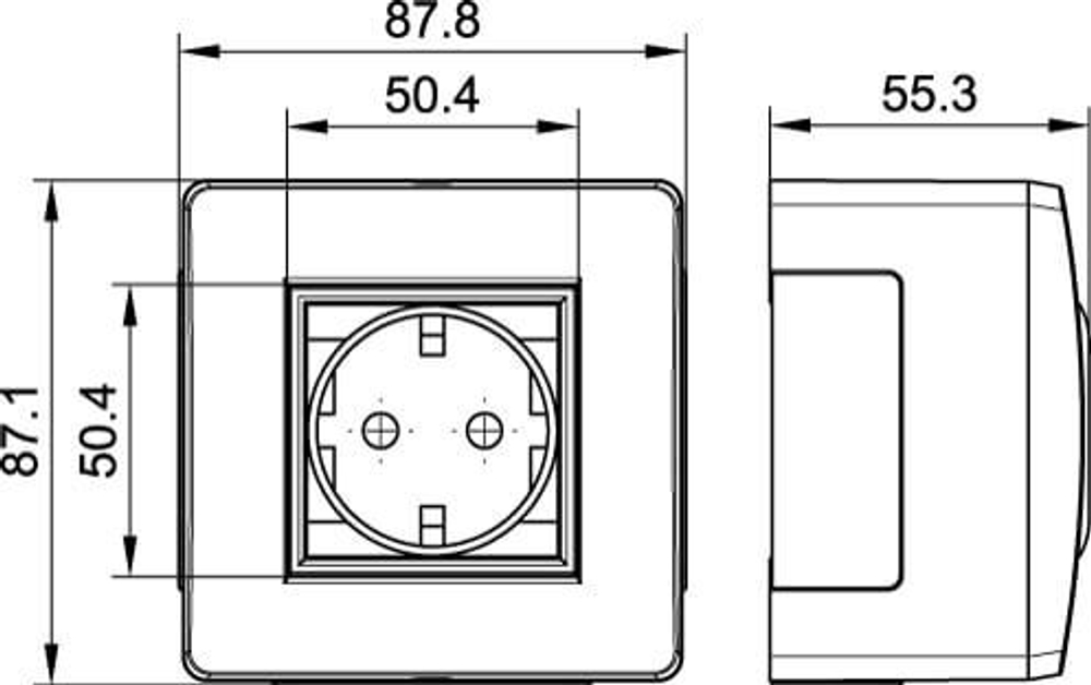 Коробка в сборе с силовой розеткой, белая DKC