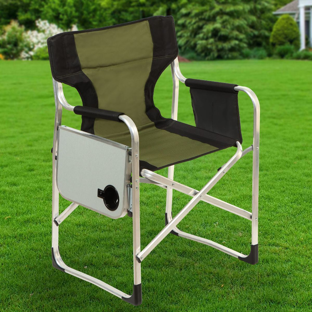Кресло складное 60х55х82 см, черно-зеленое, с подстаканником, 100 кг, Green Days, YTDC024