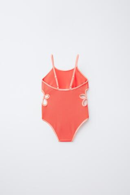 ZARA КУПАЛЬНИК С РЕЛЬЕФНЫМ ВЫРЕЗОМ, КОРАЛЛОВЫЙ