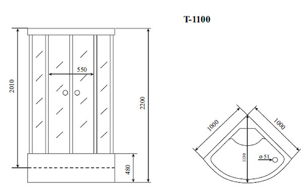 Душевая кабина Timo Standart 100x100 T-6600B без гидромассажа