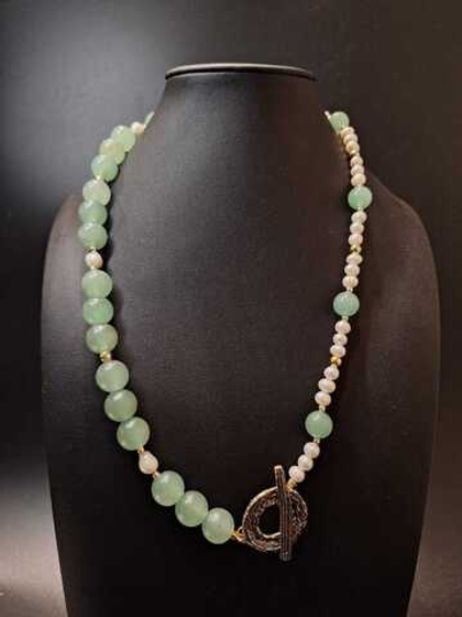 Колье "Элегант" (авантюрин и жемчуг)