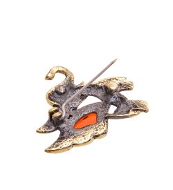 AM-3498 Брошь «Слон Дамбо» (латунь, янтарь)