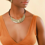 Колье Nature Bijoux, Madam Bogolan, с растительным волокном в смоле, лазуритом и перламутром, NB24.1