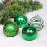 Новогодние шары «Волшебство ночи» 8 см (набор 12 шт), Зеленый