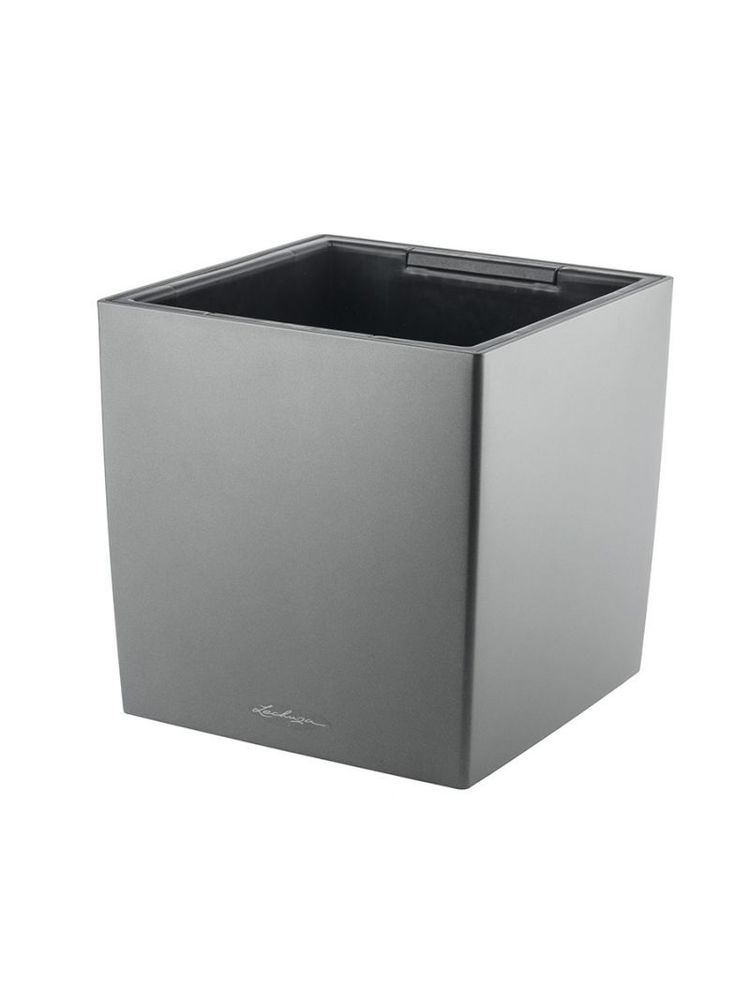 Кашпо Lechuza &quot;Cube Premium Complete charcoal metallic&quot; (пластик), 30х30хH30 см