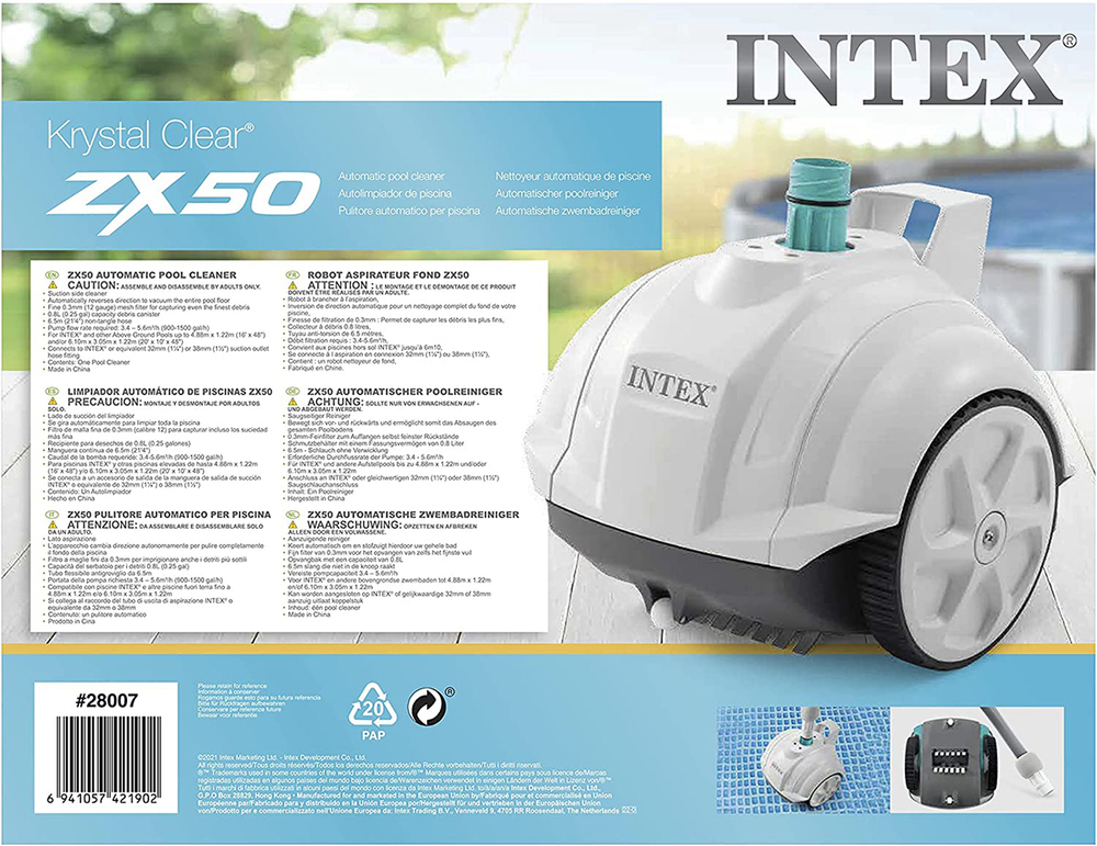 Робот-пылесос для бассейна Intex 28006, автоматический вакуумный очиститель дна ZX100