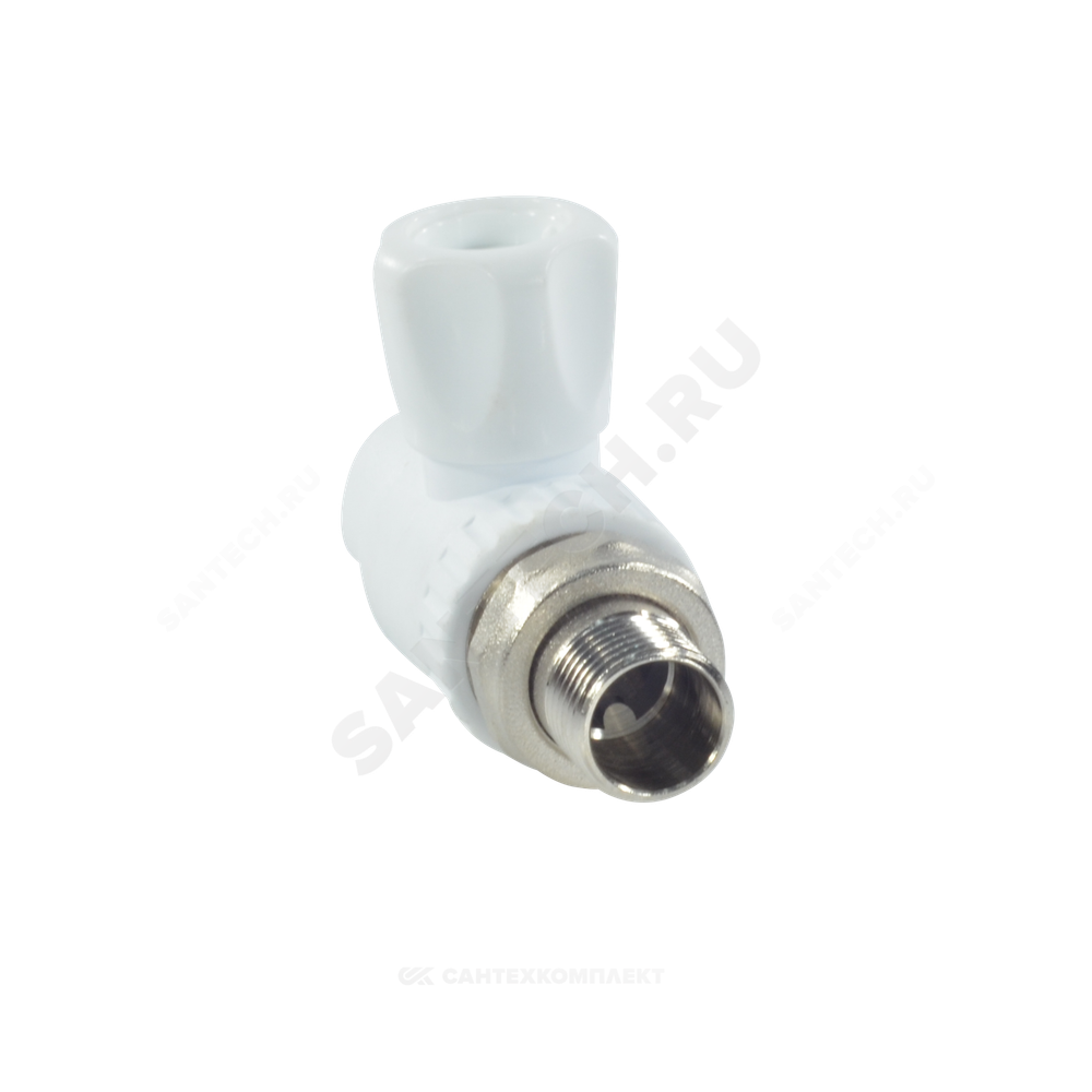 Кран шаровой PP-R белый Дн 20х1/2" НР прямой для радиатора RTP (РосТурПласт) 27853