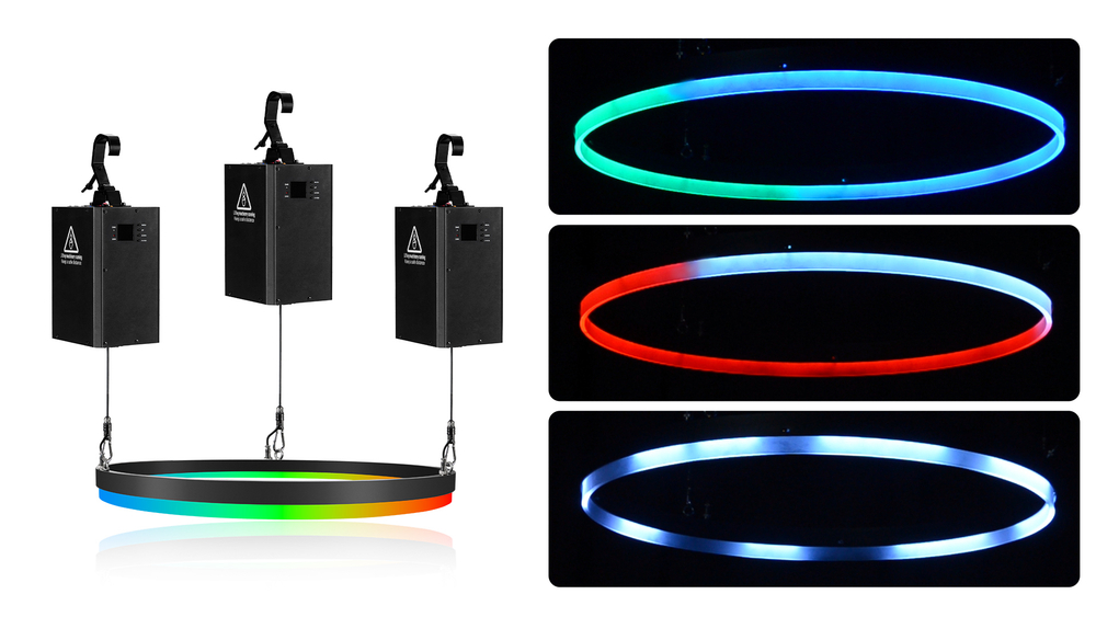 Кинетическое Led кольцо, на 3-х лебедках
