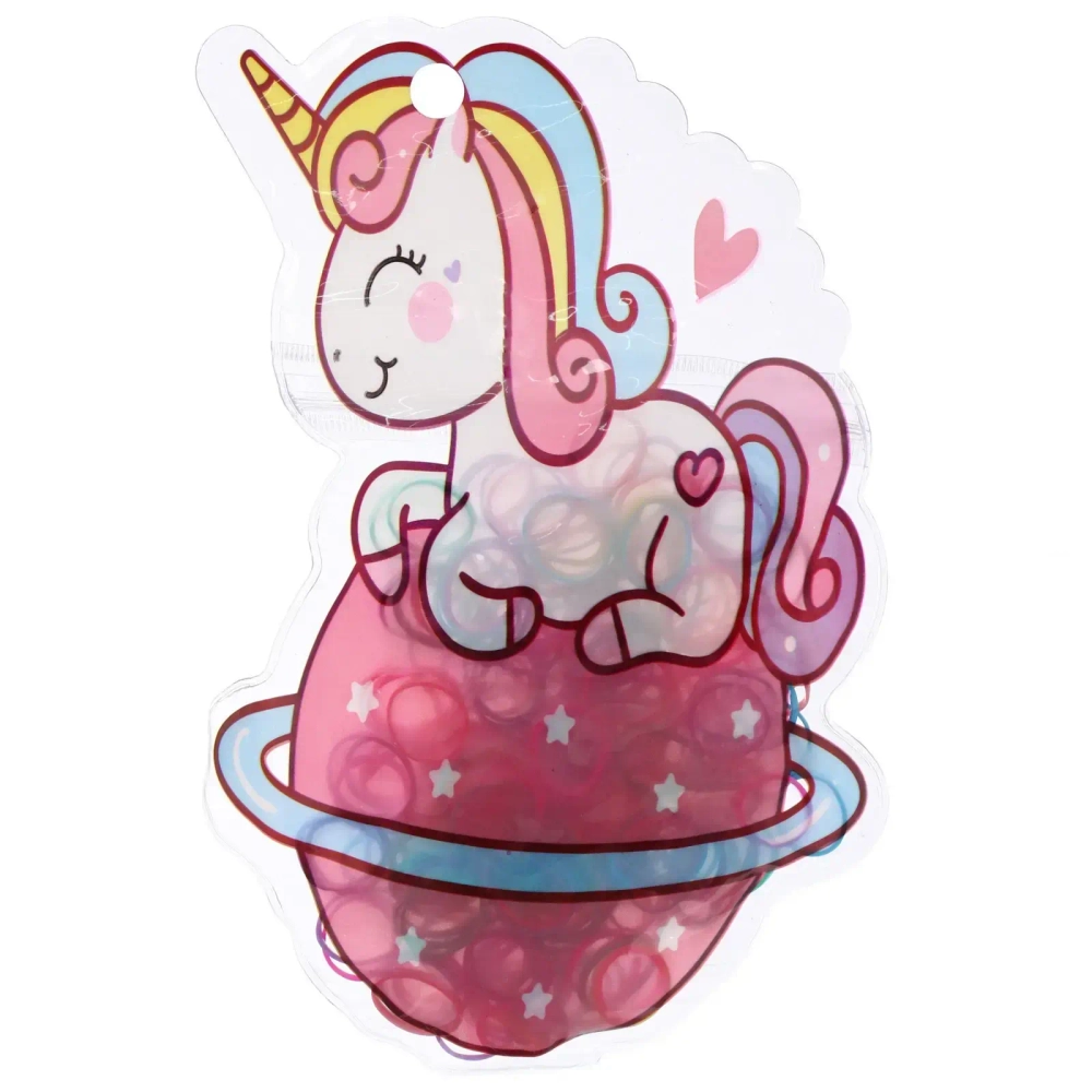 Резинки для волос детские силиконовые 200шт «ФРАТТИ БУМ», Единороже с сердечком, 17.5*12см