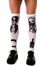 Белые гольфы с несколькими принтами-тату (Цвет: белый)