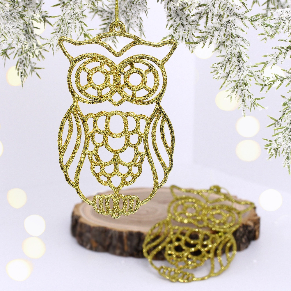 Подвеска «Мудрая сова» 10 см (набор 2 шт), золото