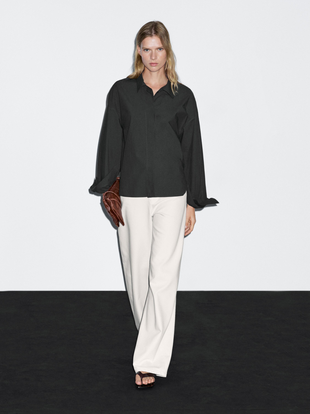 Massimo Dutti Рубашка свободного кроя из 100% хлопка, синевато-серый