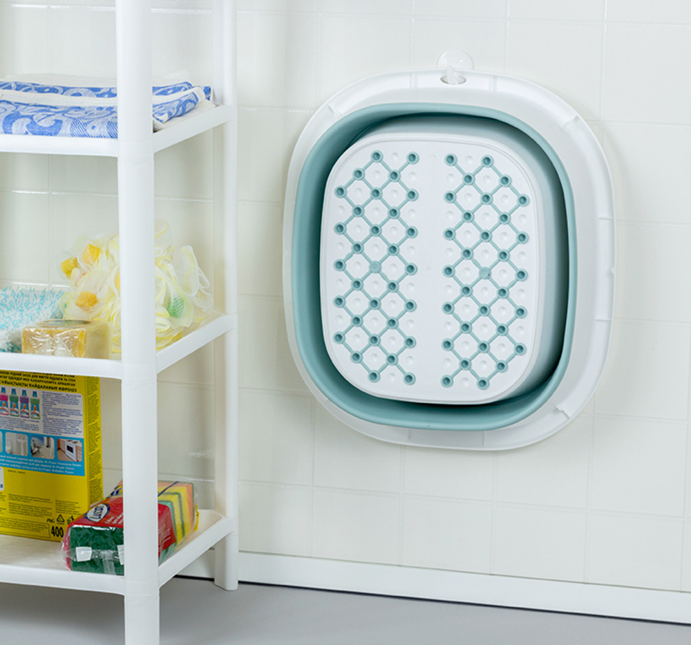 Таз ФЛЕКС 18 л для ног складной с массажной поверхностью, отверстие для подвешивания, полипропилен, ТЭП М2509