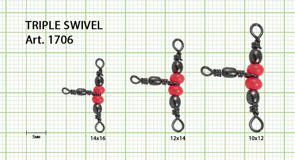 Вертлюг на три направления, красная бусина Fish Season 1706