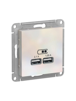 Розетка USB AtlasDesign тип A+A 5В 1х2.1А 2х1.05А механизм жемчуж. SE ATN000433