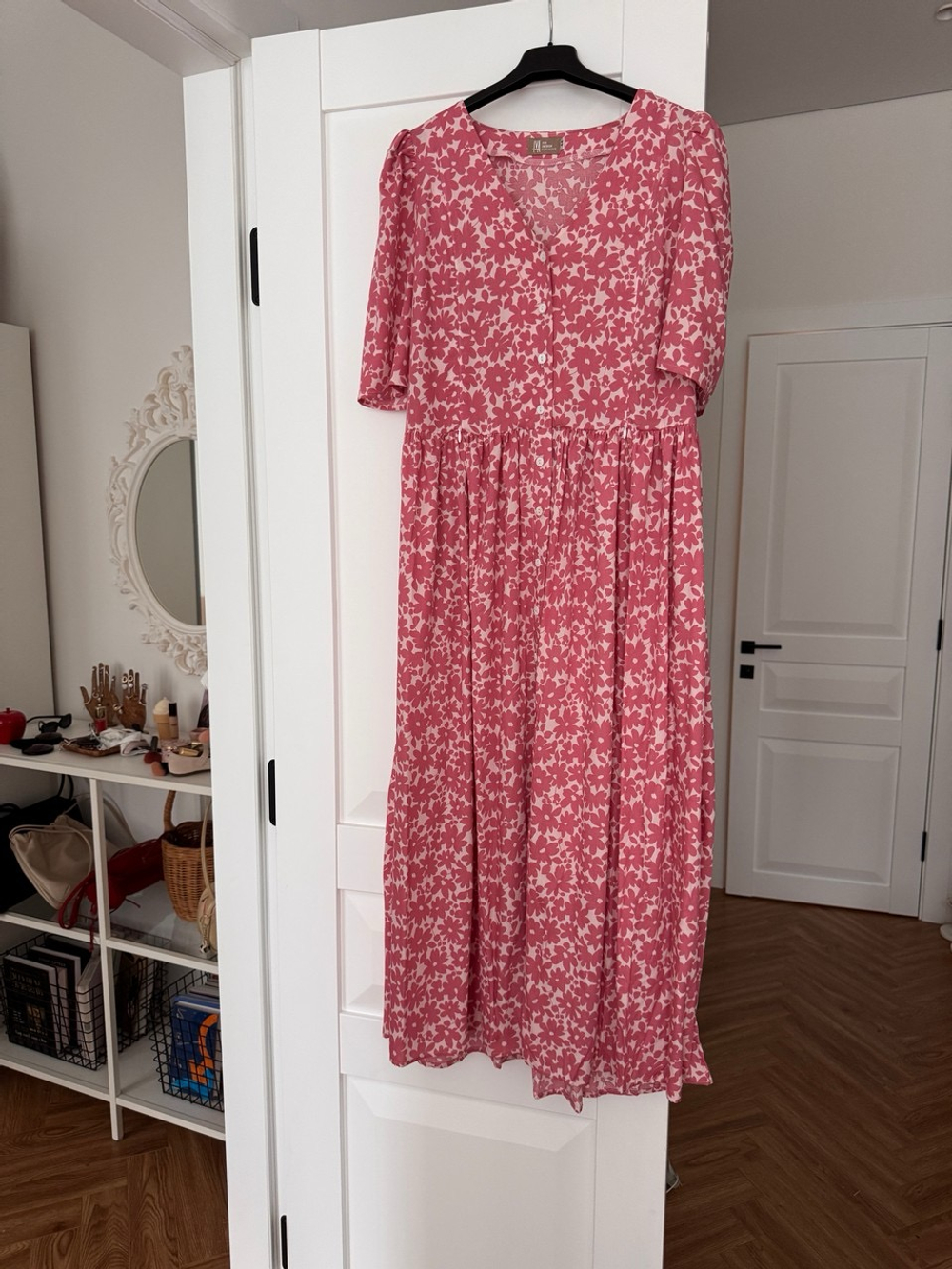 Платье Шарлотта для беременных и кормящих, Пудровый с розовыми цветами