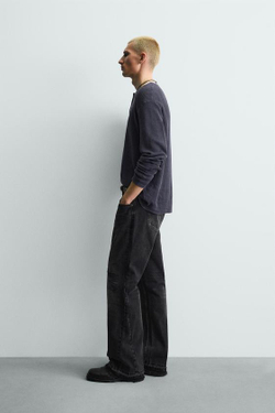 ZARA ДЖИНСЫ FLARE FIT С РАЗРЕЗАМИ, УГОЛЬНЫЙ