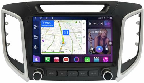 Магнитола для Hyundai Creta 1 2016-2021 (без штатной КЗВ, рамка с крутилками) - FarCar S500-TS10 монитор 9.5" QLED на Android 14, Быстрая, CarPlay, 4G SIM-слот