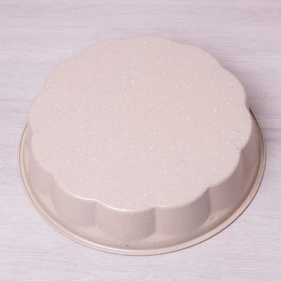 Форма для запекания Kamille KM 6033 из углеродистой стали 27.5х6 см. (голубой и бежевый мрамор)