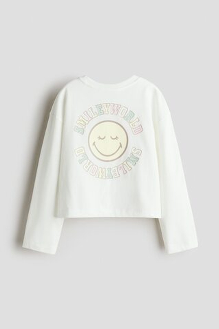 H&M Лонгслив с принтом, белый