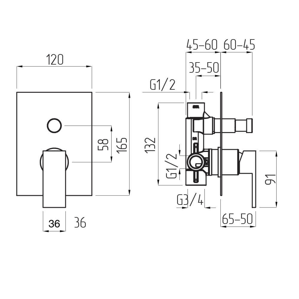 Смеситель Migliore Kvant Gold 25401  для душа встраиваемый с переключателем  , золото