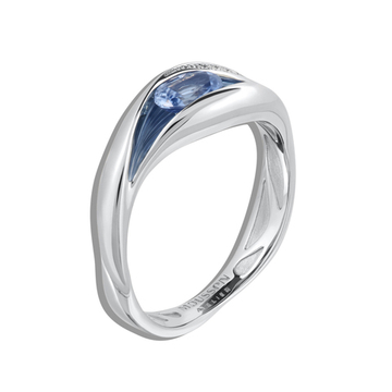 Кольцо с Сапфиром и Бриллиантами, Эмаль, R0123-6/1