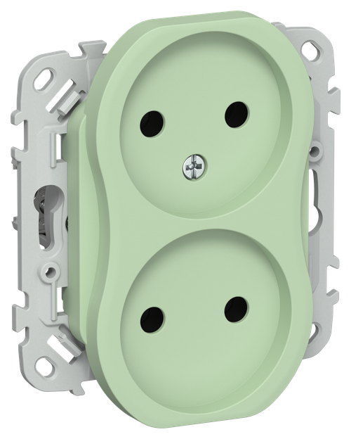 FLITE Розетка 2-местная без заземления без защитных шторок безвинтовое крепление 10А РС02-1-ФлФ фисташковый IEK