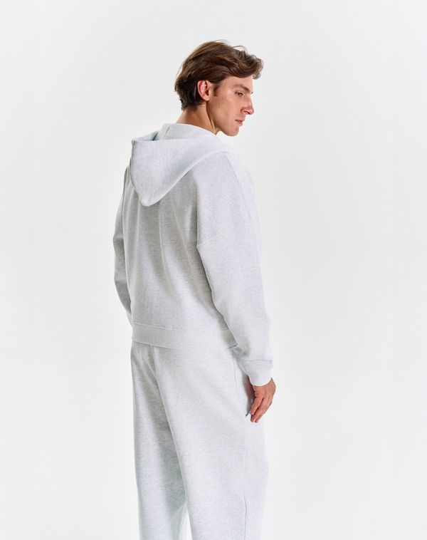 Худи Zip Logo de base 01 серый меланж - фото 4