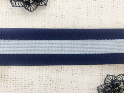 Резинка тканая, ш. 4 см, тёмно-синий с белым