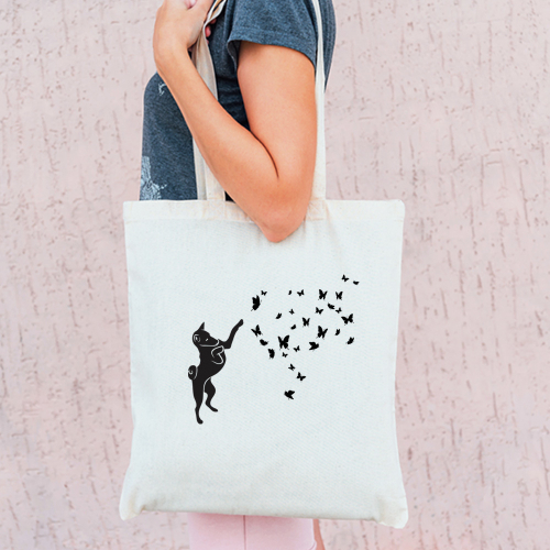 Тканевая сумка "Басенжи и бабочки"