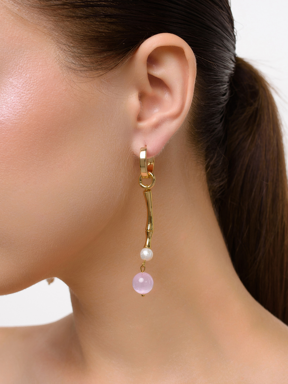 Серьги "Bubble yellow-violet" с селенитом Gold