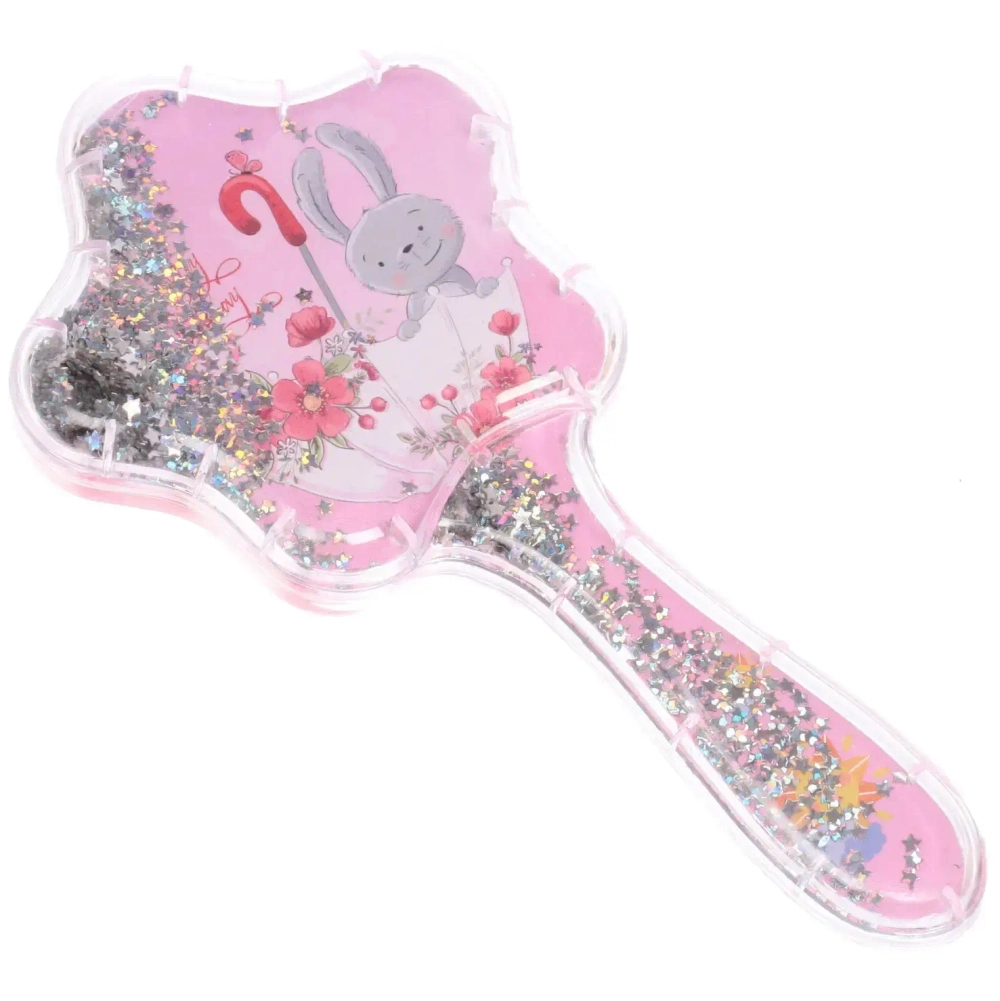 Расческа массажная детская «Gloria», Зайчонок, цвет розовый, на подвесе, 17,5*9 см