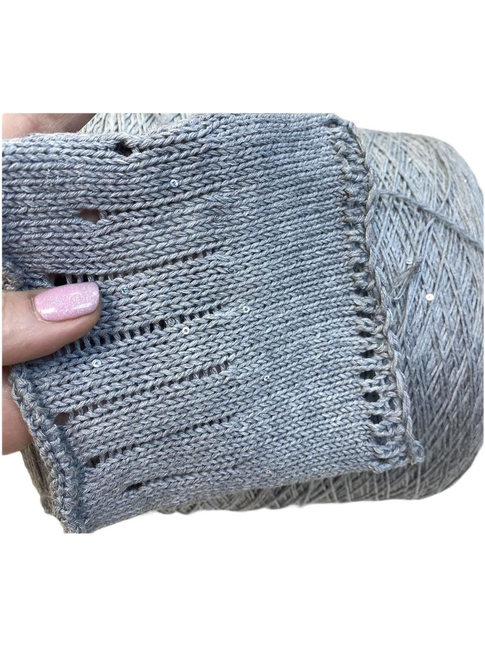 Пряжа на бобине (Италия) 100% хлопок с пайетками 100г- 450м 280 г