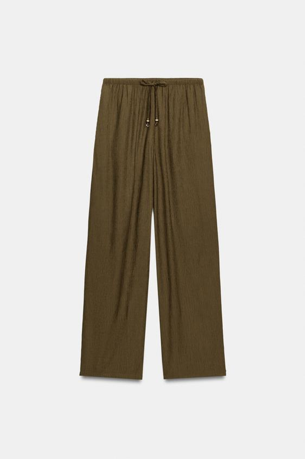 ZARA БРЮКИ ПРЯМОГО КРОЯ ИЗ СТРУЯЩЕЙСЯ ТКАНИ, ОЛИВКОВЫЙ