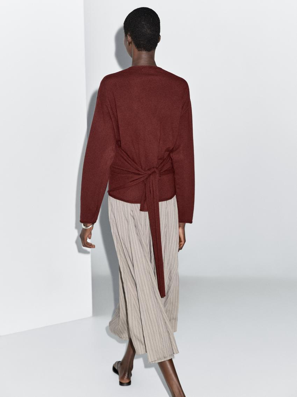 Massimo Dutti Двубортный кардиган из 100% шерсти, бордово-красный