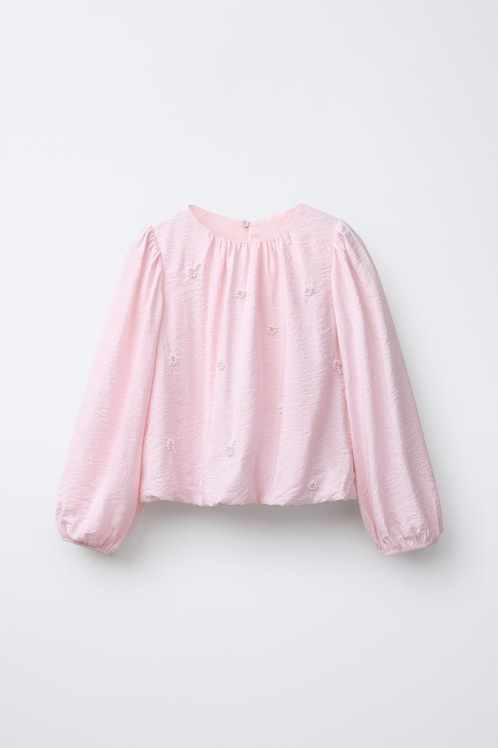 ZARA РАТЛАСНАЯ БЛУЗКА С ЖЕМЧУГОМ, РОЗОВЫЙ