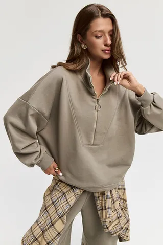 Олимпийка на молнии цвета хаки