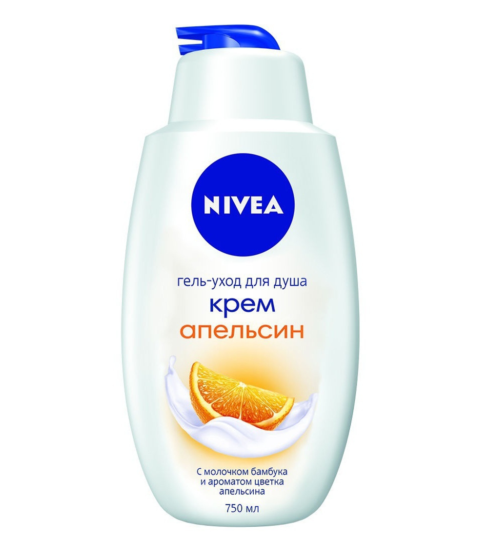 Nivea Гель-уход для душа Крем апельсин, 750 мл