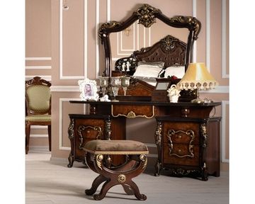 Стол туалетный  ДЖОКОНДА с пуфом и зеркалом корень  глянец